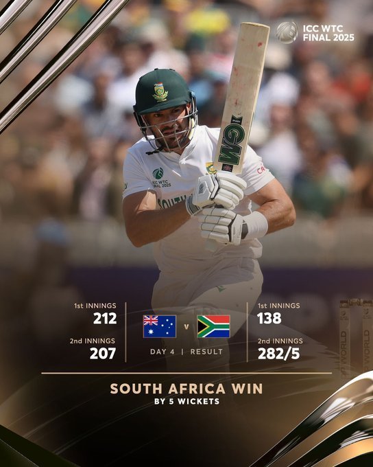 SA vs AUS WTC Final: South Africa World Champion, Beat Australia by 5 Wickets